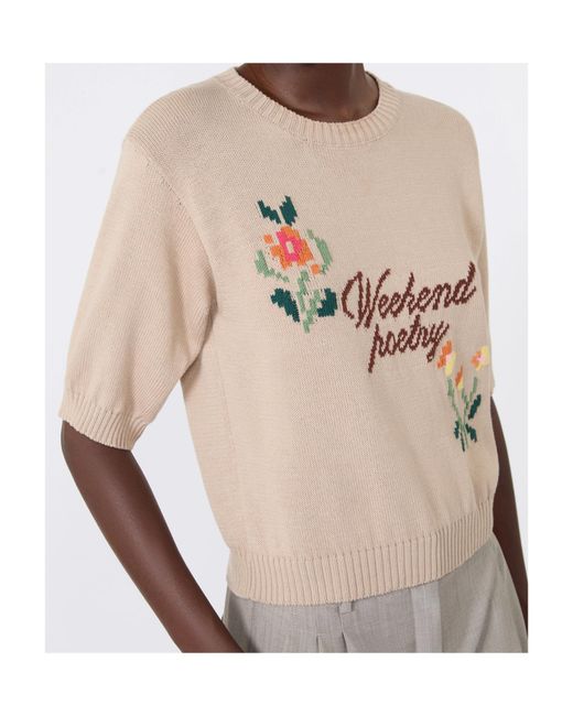 Weekend by Maxmara Natural Wkdfiacre Logo Intarsia Knitted Top