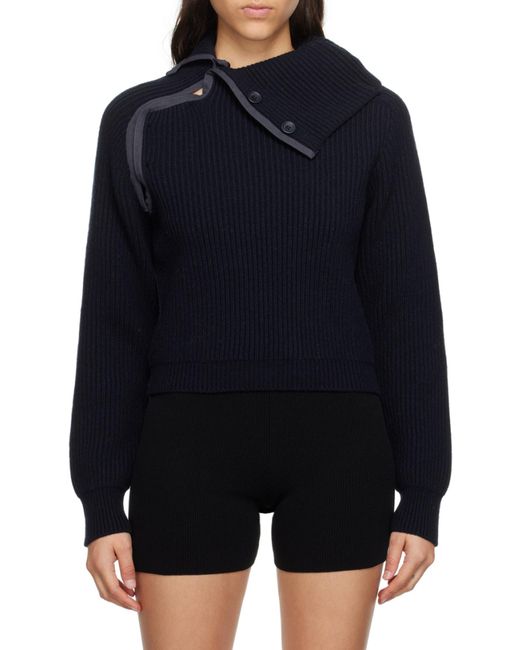 Jacquemus Blue Vega Asymmetric Wool-Blend Jumper