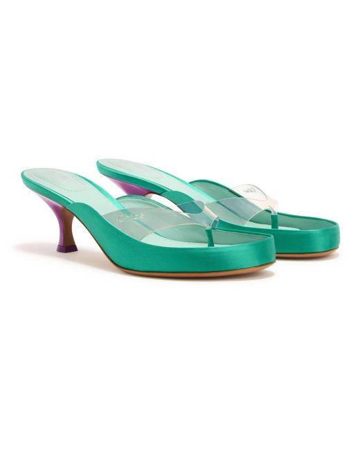 Chloé Green Round-Toe Stiletto Heel Sandals