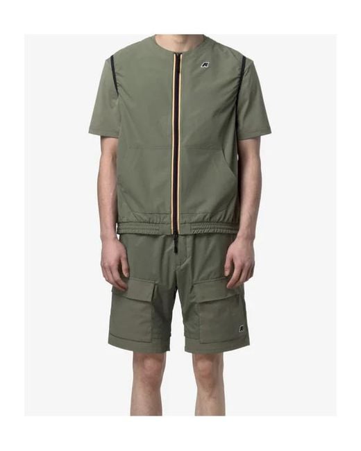 K-Way Green Zip Sleeveless Coat for men
