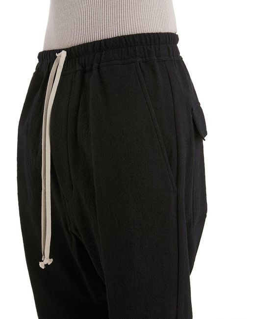 Rick Owens Black Drop Crotch Cropped Trousers for men