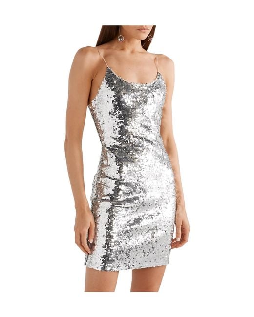 Alice + Olivia Gray Sequined Tulle Mini Dress