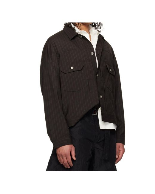 Sacai Black Striped Casual Jacket for men