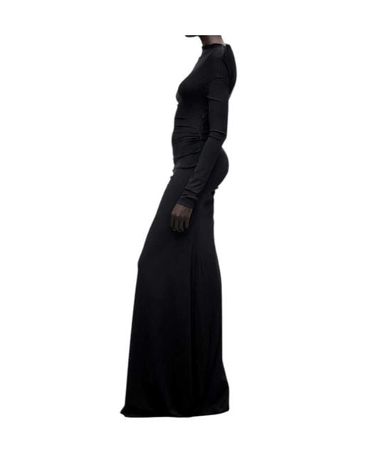 Victoria Beckham Black Long-Sleeved Formal Dress