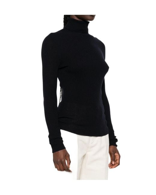 Fabiana Filippi Black Ribbed-Knit Roll-Neck Sweater