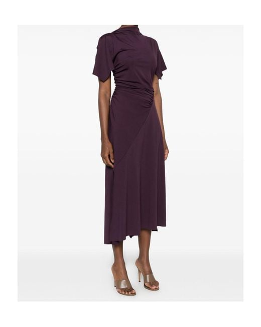 Victoria Beckham Purple Blousey Midi Dress