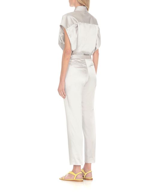Fabiana Filippi Gray Cropped Satin Trousers