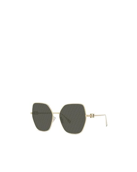 Fendi Gray Baguette Logo Butterfly Frame Sunglasses