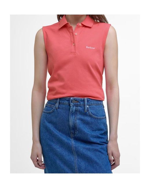 Barbour Pink Bowford Sleeveless Polo Shirt