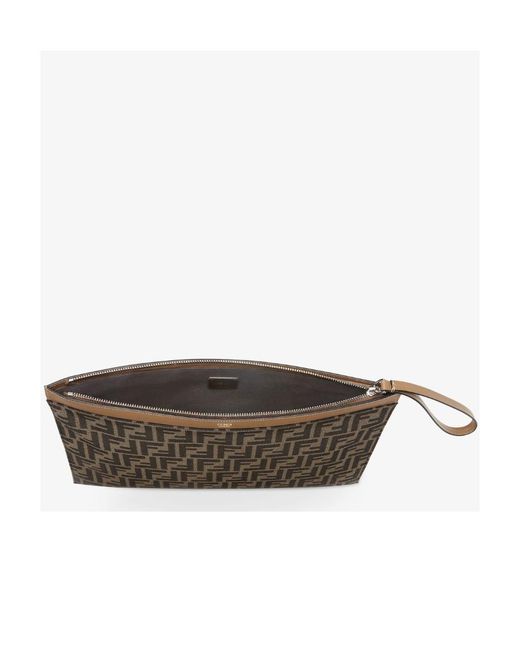Fendi Gray Ff Large Flat Pouch for men