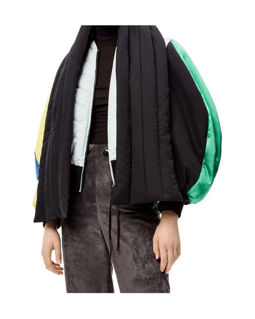 Loewe Blue Collarless Quilted Short Casual Jacket With Round Sleeves