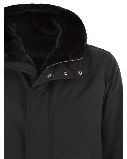 Herno Black Hooded Cotton Jacket for men