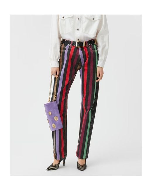 Versace Red Vertical Striped Jeans