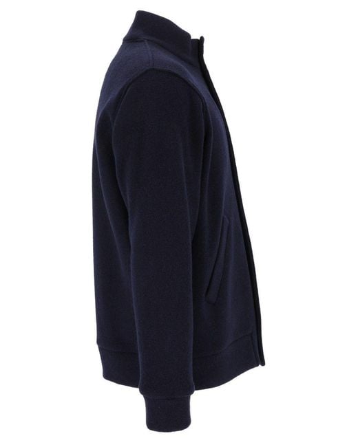 Barena Blue Button-Up High-Neck Jacket for men