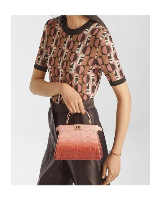Fendi Pink Ff Jacquard Short Sleeved Jumper