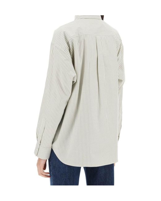 Totême White Totême Striped Half-Buttoned Shirt