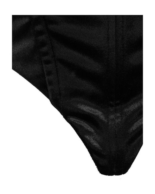 Versace Black Suspender Long-Sleeved Blouse
