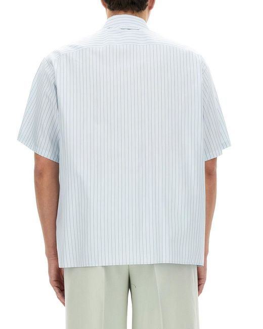 Lanvin White Striped Short-Sleeved Shirt for men
