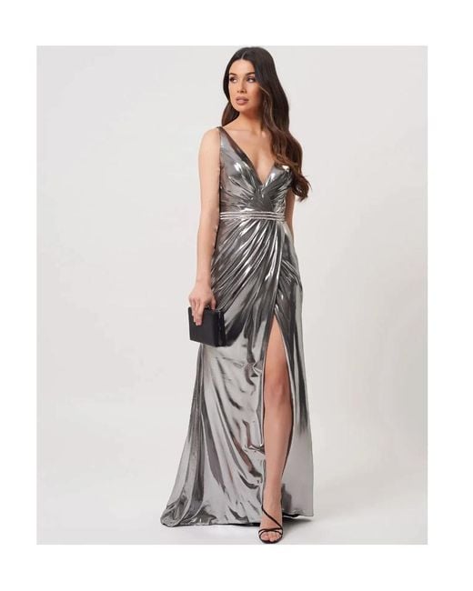 Forever Unique White Diamond Decorated Metal-Wrapped Dress