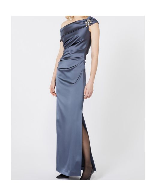 Max Mara Blue Long Stretch Satin Dress