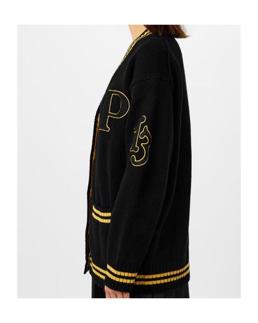 Prada Black Cashmere Varsity Cardigan