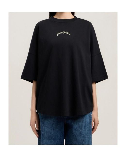 Palm Angels Black Curved Logo Oversized T-Shirt