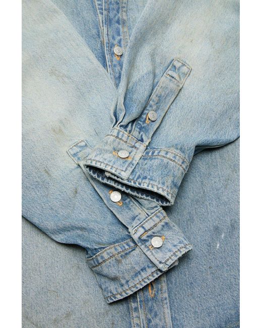 Acne Blue Distressed Denim Shirt for men