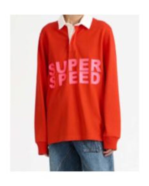 J.W. Anderson Red Jw Anderson Super Speed Logo Rugby T-Shirt