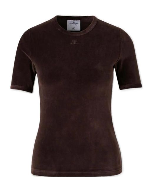 Courreges Black Courrèges Velvet Crewneck T-Shirt