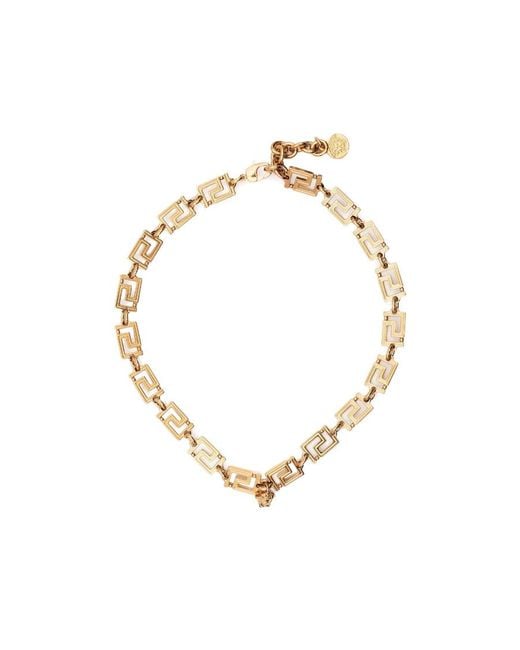 Versace Metallic Medusa Head Motif Chained Necklace