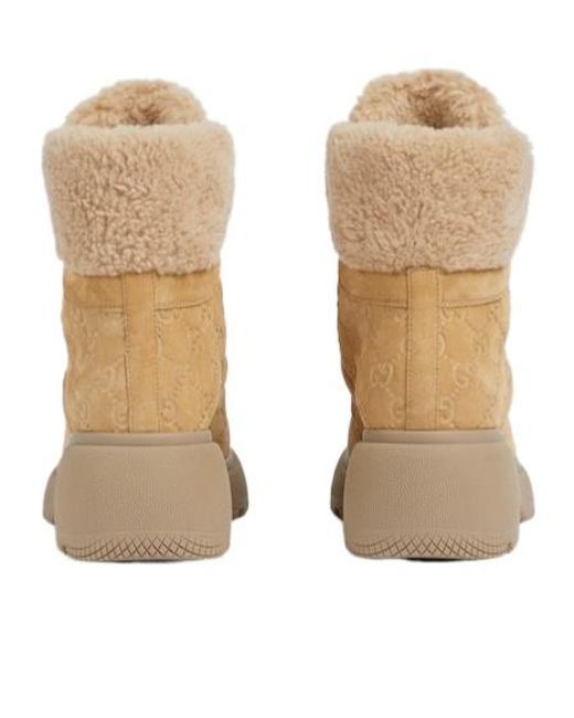 Gucci Natural Lace-Up Ankle Boots