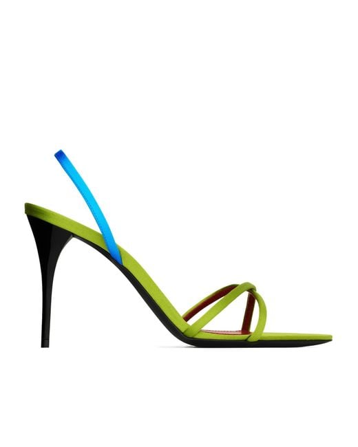 Saint Laurent Green Justify Slingback Sandals