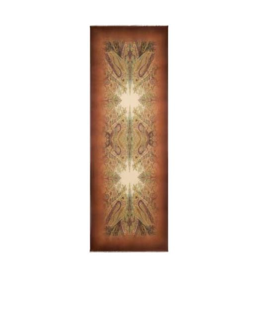 Etro Brown Wool Scarf With Faded Print And Paisley Motif for men