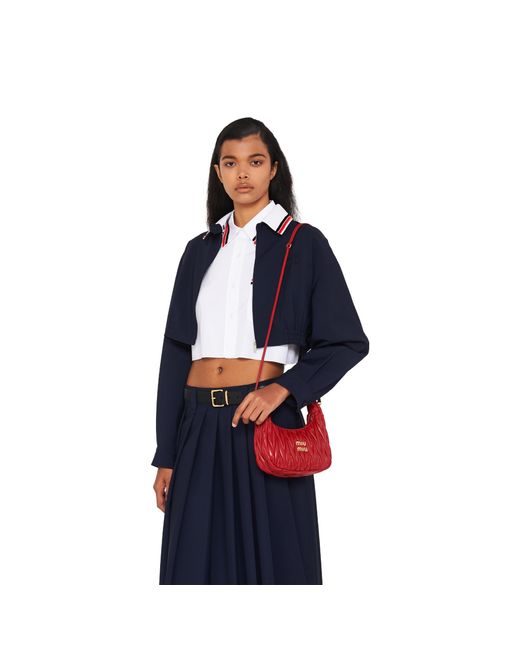 Miu Miu Red Wander Matelassé Logo Plaque Mini Hobo Bag