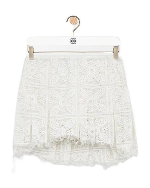Loewe White Pleated Mini Skirt