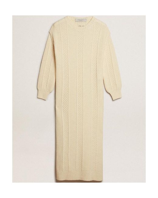 Golden Goose Deluxe Brand White Long Sleeved Knitted Crewneck Dress