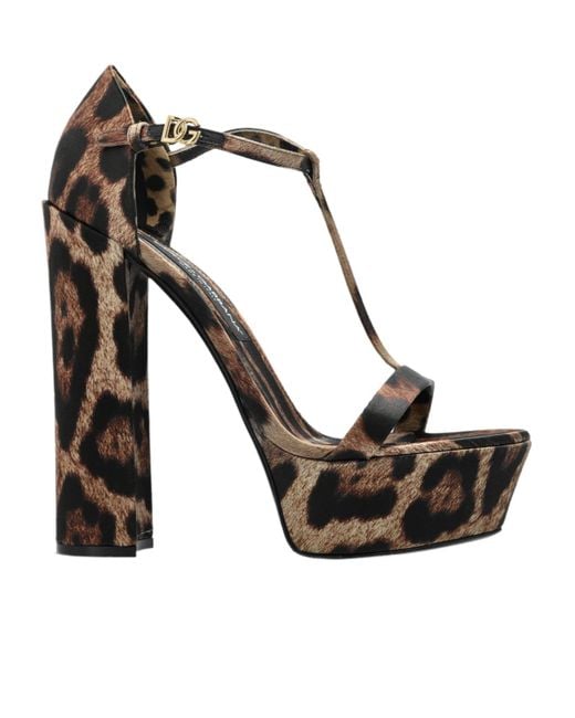 Dolce & Gabbana Black Leopard-Printed Heeled Sandals