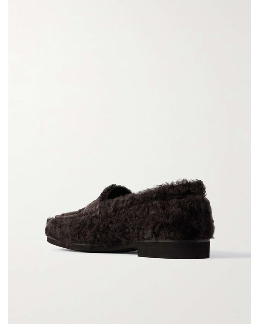 Brunello Cucinelli Black Shearling Penny Loafers