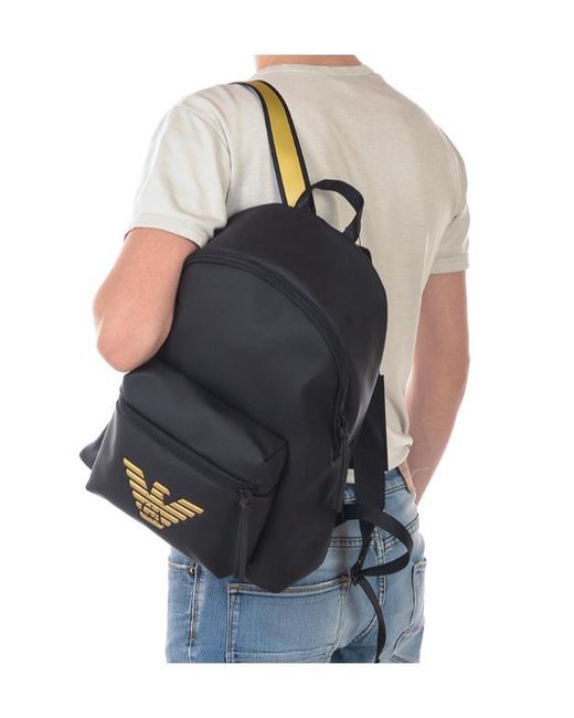 Emporio Armani Black Zippered Backpack for men