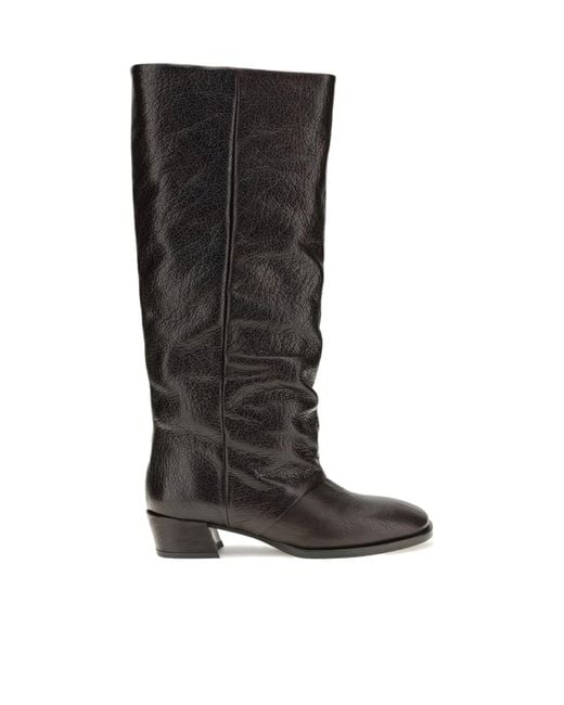P.A.R.O.S.H. Black Round-Toe Tall Boots