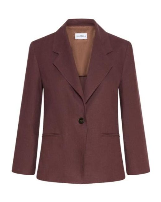 Marella Purple Single-Breasted Linen Blazer