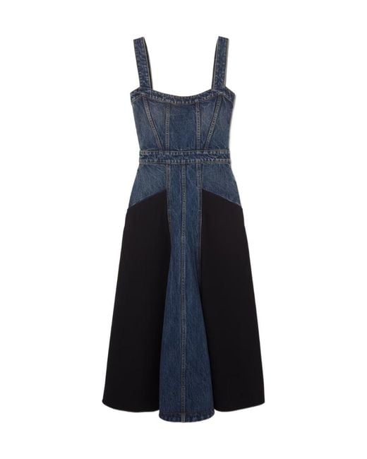 Chloé Blue Paneled Denim Midi Dress