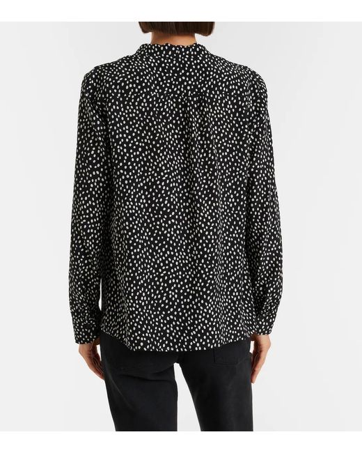 Nili Lotan Black Janese Bow-Detail Polka-Dot Silk Blouse