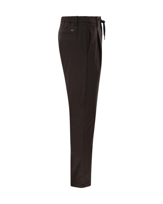Herno Black Technical Fabric Drawstring Trousers for men