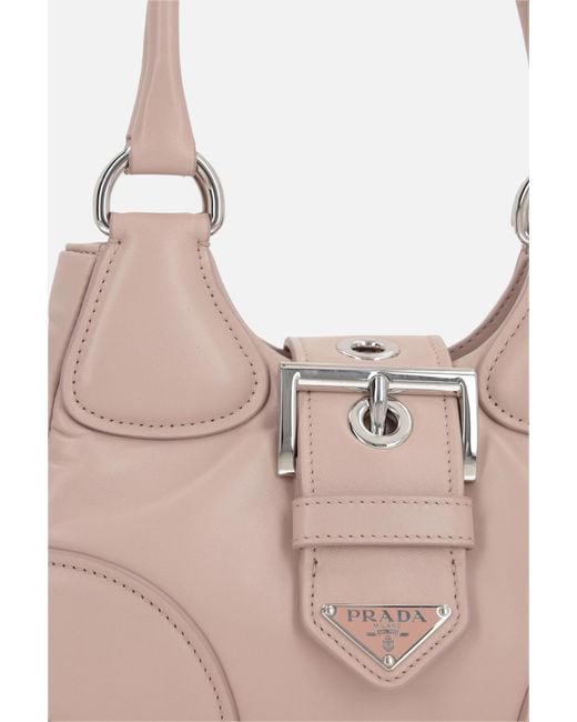 Prada Pink Moon Padded Triangle Logo Shoulder Bag