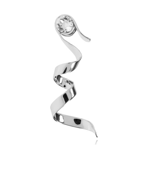 Dries Van Noten White Swirl Embellished Earrings