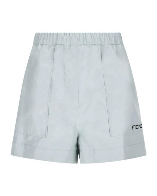 Fendi Blue Adjustable Drawstring Shorts For