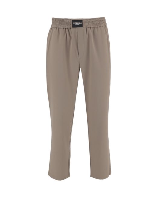 Just Cavalli Gray Elastic Waist Straight-Leg Pants for men