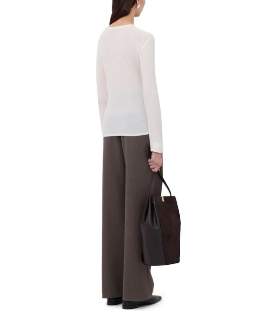 Loulou de Saison White Ribbed Knitted Long-Sleeved T-Shirt