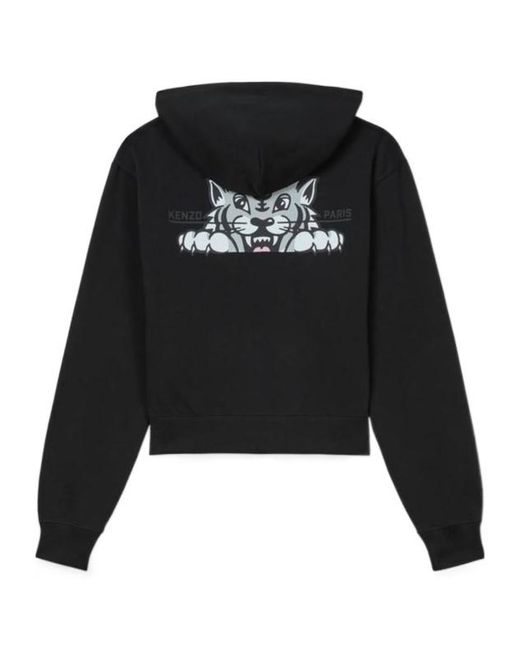 KENZO Black Happy Tiger Zipped Hoodie